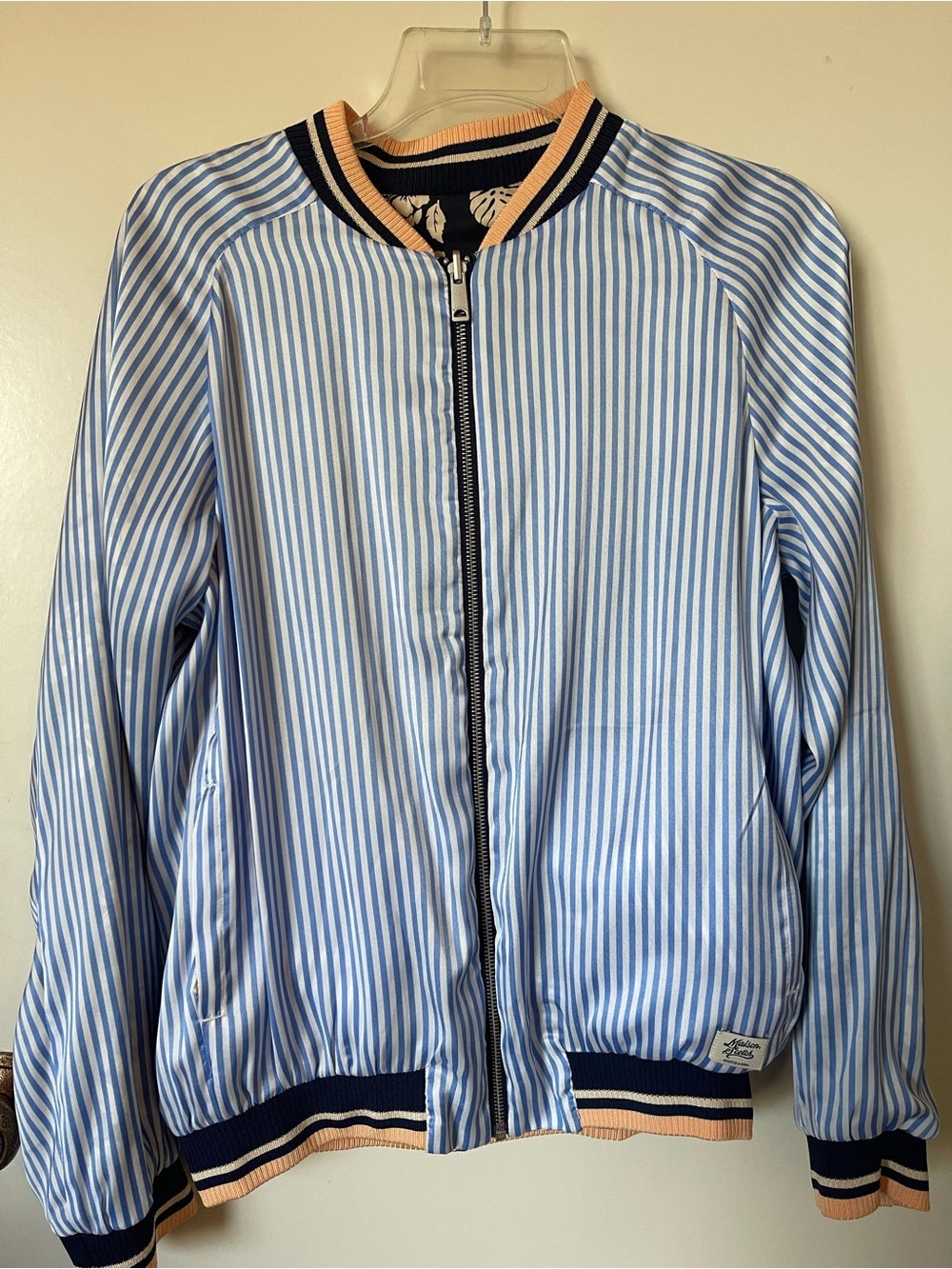 Scotch & Soda Reversible Floral Bomber Jacket - Navy/Blue Striped - Picture 6 of 8